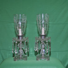 Load image into Gallery viewer, Vintage Crystal Boudoir Lamp Set with Dangling Prisms
