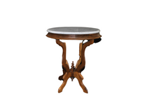 Load image into Gallery viewer, Antique Oak Marble Top Parlor Table
